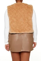 Plus Faux Shearling Cropped Vest