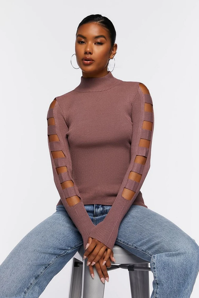 Ribbed Ladder Cutout Sweater