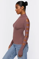 Ribbed Ladder Cutout Sweater