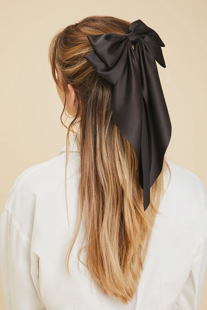 Oversized Satin Bow Hair Barrette