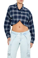 Cropped Plaid Flannel Shirt