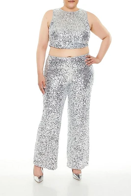 Plus Sequin High-Rise Pants