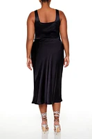 Plus Satin Midi Skirt