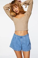 High-Rise Denim Shorts