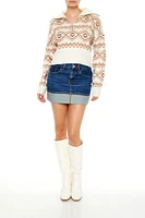 Geo Print Half-Zip Sweater