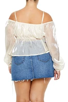 Plus Organza Open-Shoulder Top