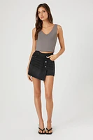 Asymmetrical Denim Mini Skirt