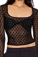 Polka Dot Mesh Crop Top