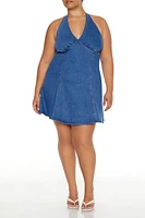 Plus Denim Halter Mini Dress