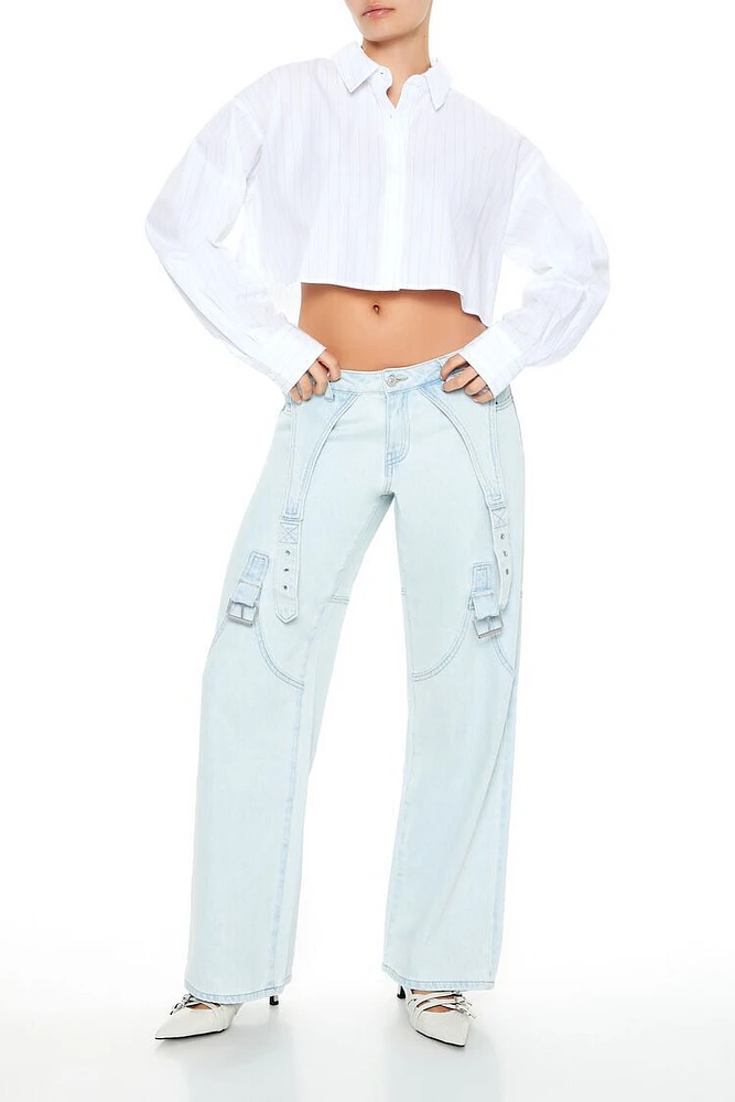 Buckled Low-Rise Baggy Jeans