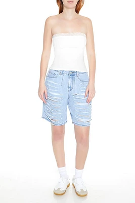 Distressed Denim Bermuda Shorts