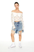 Sheer Lace Off-the-Shoulder Top