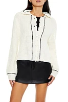 Stitched-Trim Cardigan Sweater