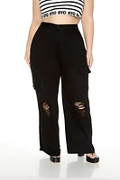 Plus Distressed Cargo Pants