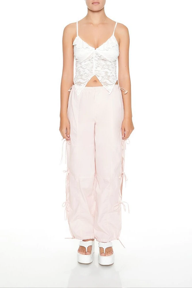 Bow Cutout Parachute Joggers