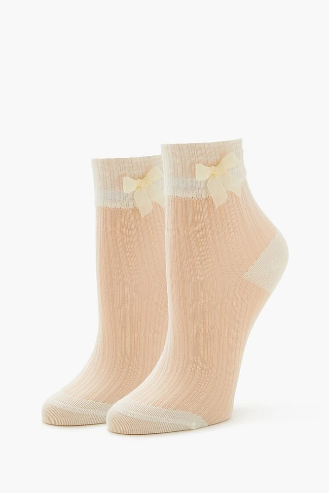 Bow Ribbed Crew Socks