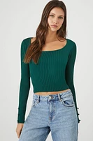 Sweater-Knit Scoop-Neck Crop Top