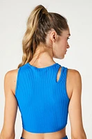 Cutout Ribbed Knit Sports Bra