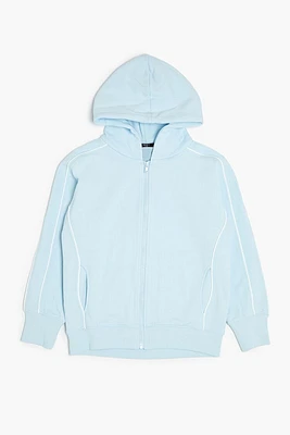 Girls Piped-Trim Zip-Up Hoodie (Kids)