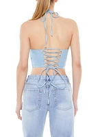 Patchwork Chambray Halter Top