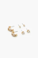Rhinestone Hoop & Stud Earring Set