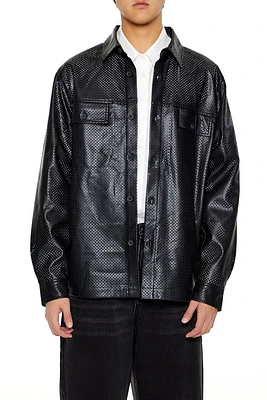 Perforated Faux Leather Shirt