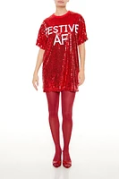 Sequin Festive AF T-Shirt Dress