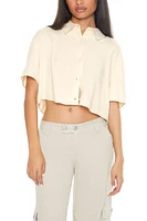 Cropped Boxy Drop-Sleeve Shirt