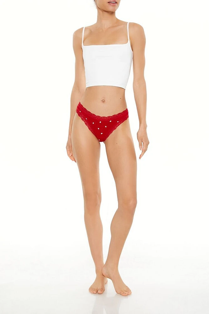 Seamless Kiss Print Thong Panties