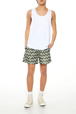 Chevron Drawstring Swim Trunks
