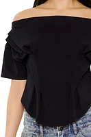 Pleated Off-the-Shoulder Top