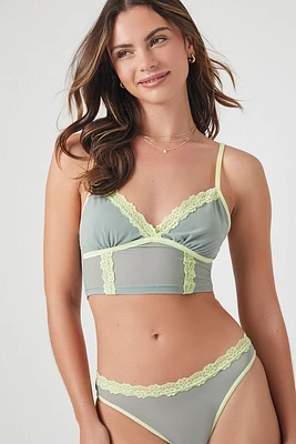 Mesh Lace-Trim Bralette