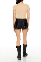 Faux Leather High-Rise Shorts