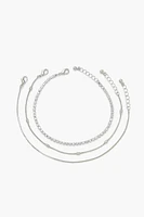 Rhinestone Box Chain Anklet Set