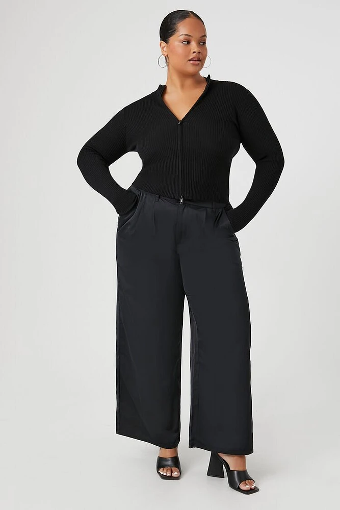 Plus Twill Wide-Leg Pants