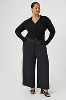 Plus Twill Wide-Leg Pants