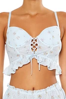 Floral Flounce Lingerie Corset Cami