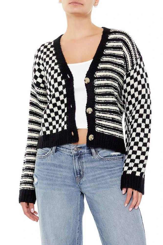 Striped & Checkered Cardigan Sweater