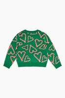 Girls Candy Cane Heart Sweater (Kids)