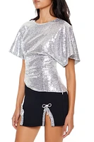 Sequin Butterfly-Sleeve Top