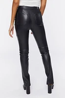 Faux Leather Split-Hem Pants