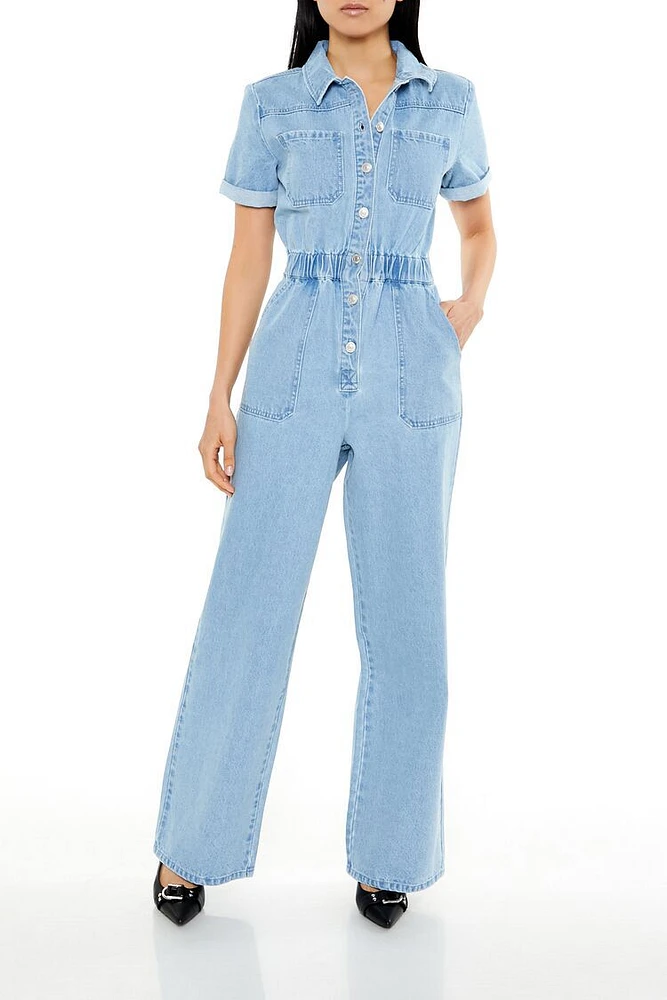 Denim Straight-Leg Jumpsuit