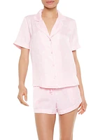 Butterfly Satin Shirt & Shorts Pajama Set