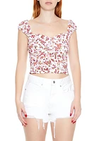 Floral Print Sweetheart Crop Top