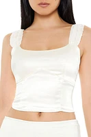 Satin Clip-Dot Bustier Crop Top