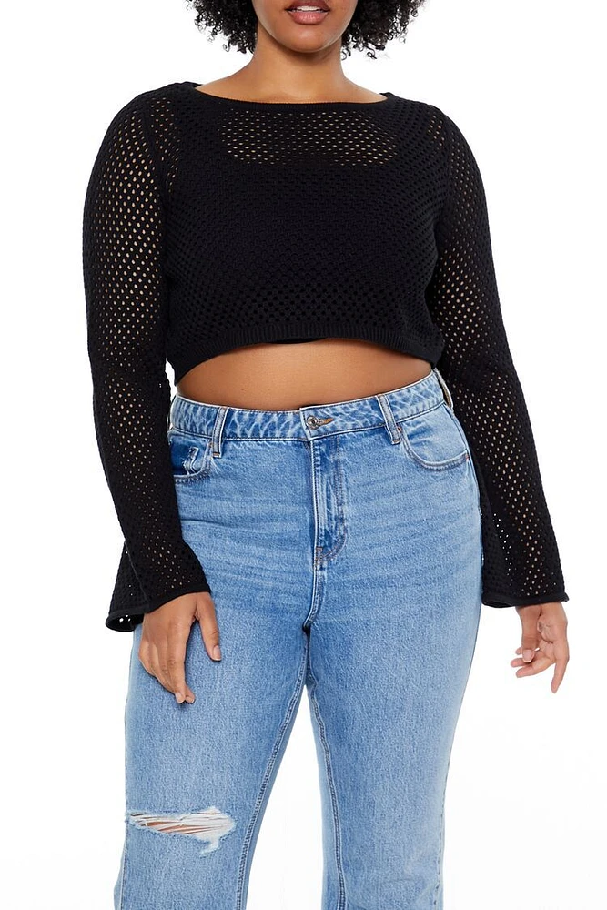 Plus Netted Cropped Sweater