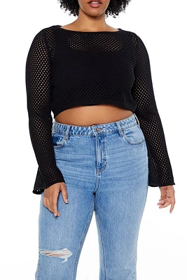 Plus Netted Cropped Sweater