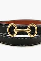 Horse Bit Buckle Faux Leather Belt