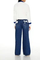 Heart Bow Mid-Rise Baggy Jeans