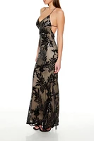 Sequin Leaf Jacquard Maxi Dress